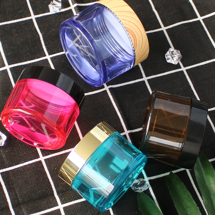 transparent plastic pet clear cosmetic lotion round cream container double wall jar with gold screw lid