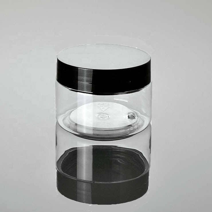 transparent plastic pet smell proof empty cosmetic jars 68/400 caps 120 ml face cream jar 120 g food container 4 oz jar