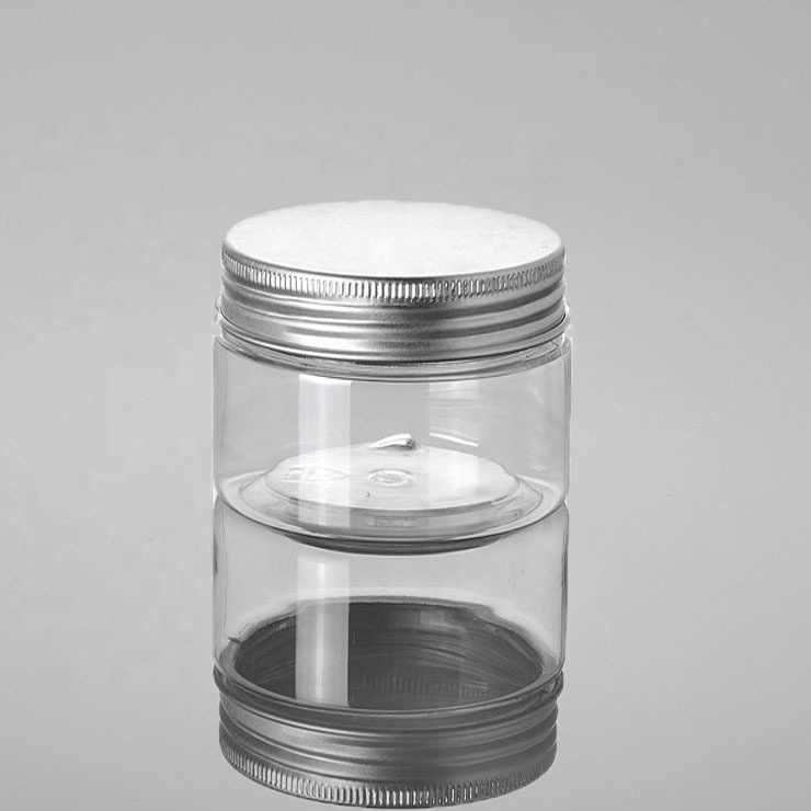 transparent plastic pet smell proof empty cosmetic jars 68/400 caps 120 ml face cream jar 120 g food container 4 oz jar