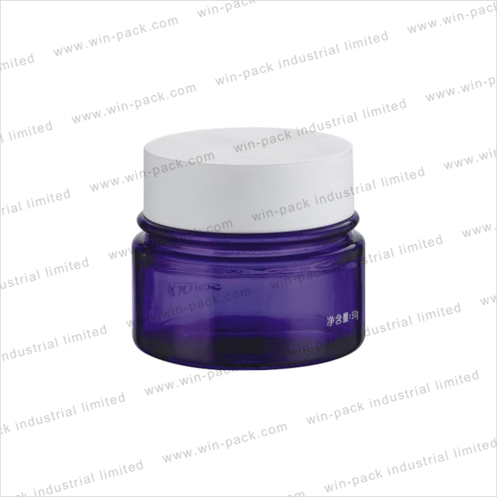 transparent purple empti face cream glass container jar custom color 30g 50g