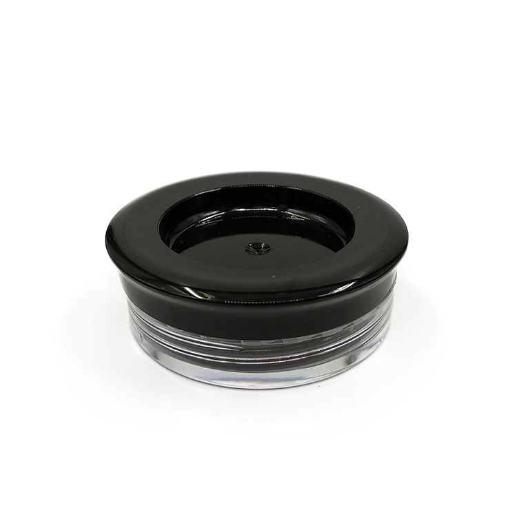 transparent small skin 3g empty sample mini plastic cosmetic ps flat cream jar with black lid