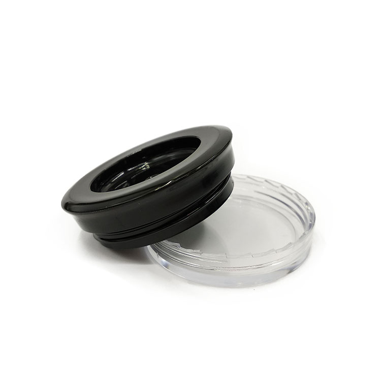 transparent small skin 3g empty sample mini plastic cosmetic ps flat cream jar with black lid
