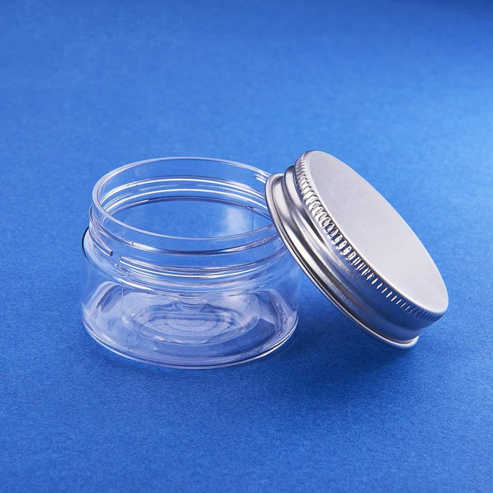 transparent straight round jar wide mouth container cosmetics and packaging with aluminum cap 60ml