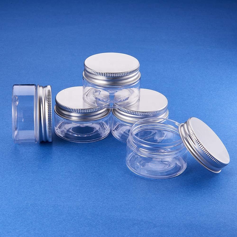 transparent straight round jar wide mouth container cosmetics and packaging with aluminum cap 60ml