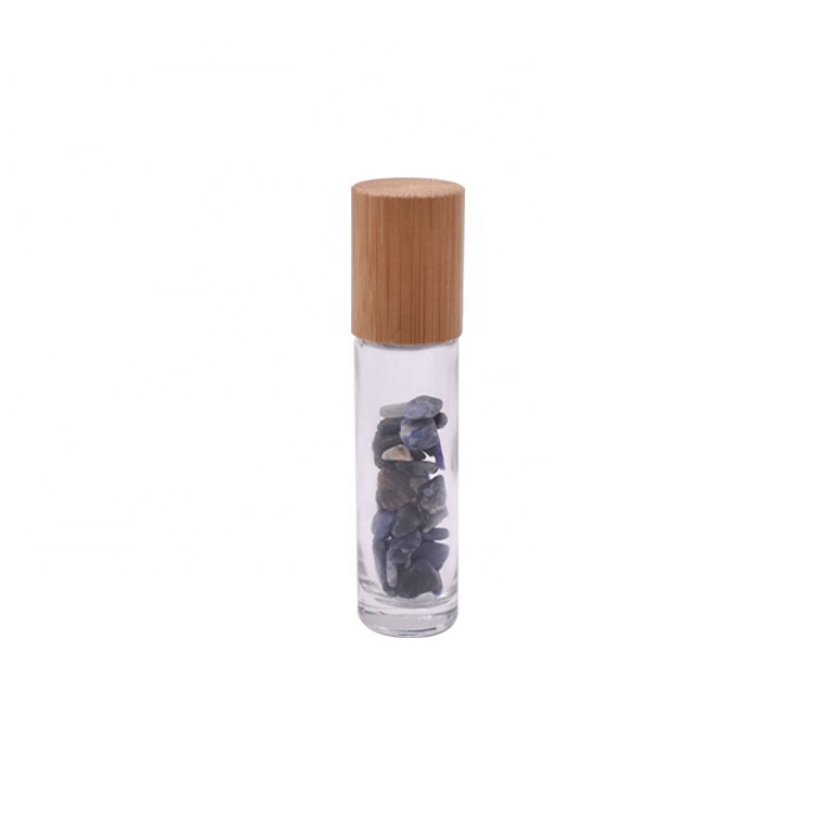 trending products luxury nature fancy jade cylinder empty perfume glass roller bottle with bamboo lid