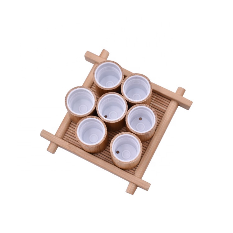 trending products luxury nature fancy jade cylinder empty perfume glass roller bottle with bamboo lid