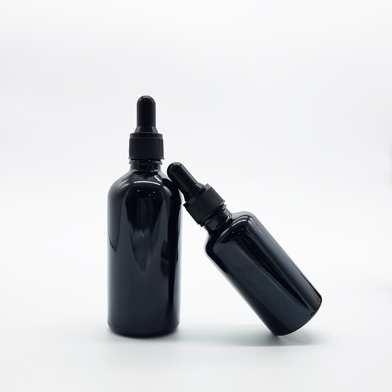 ultraviolet-proof 15ml 320ml 30ml 50ml 60ml 100ml black glass violet essential oil bottles with aluminum pump