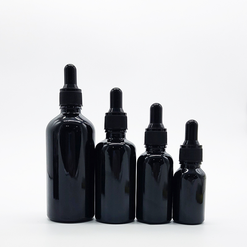 ultraviolet-proof 15ml 320ml 30ml 50ml 60ml 100ml black glass violet essential oil bottles with aluminum pump