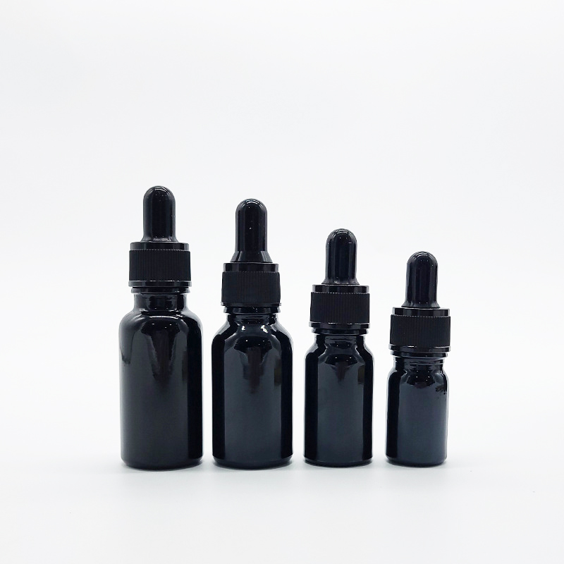 ultraviolet-proof 15ml 320ml 30ml 50ml 60ml 100ml black glass violet essential oil bottles with aluminum pump