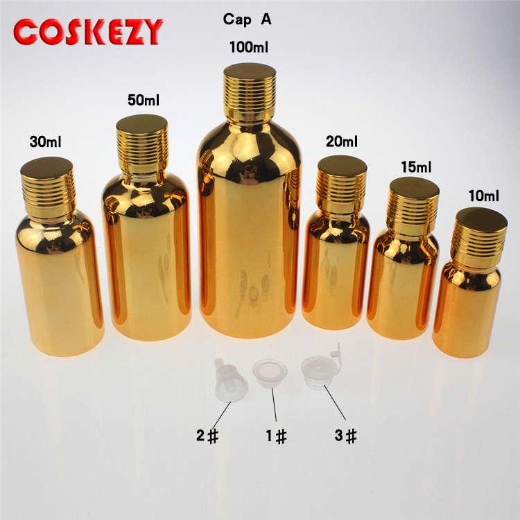 unique 15ml glass essential oil bottle carrier,wholesale empty 0.5 oz glass essential oil golden bottle with screw cap