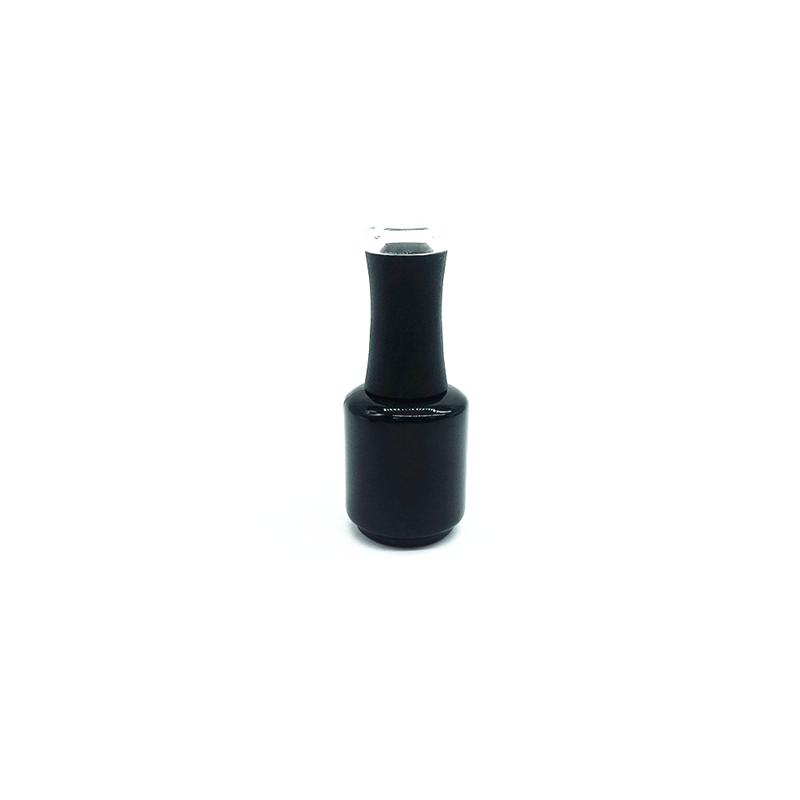unique UV coated matte black nail polish glass bottle 15 ml square nail polish bottle with dropper brush