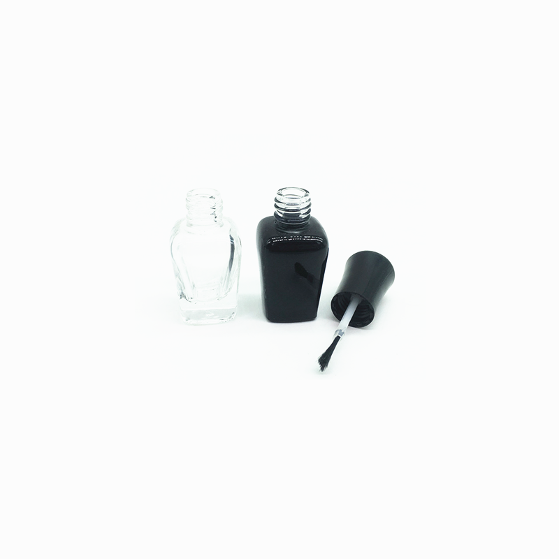 unique UV coated matte black nail polish glass bottle 15 ml square nail polish bottle with dropper brush