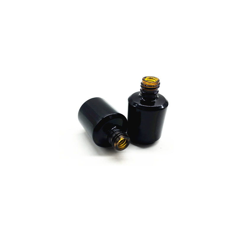 unique UV coated matte black nail polish glass bottle 15 ml square nail polish bottle with dropper brush