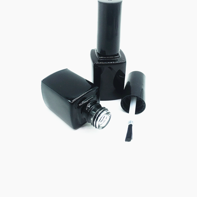 unique UV coated matte black nail polish glass bottle 15 ml square nail polish bottle with dropper brush