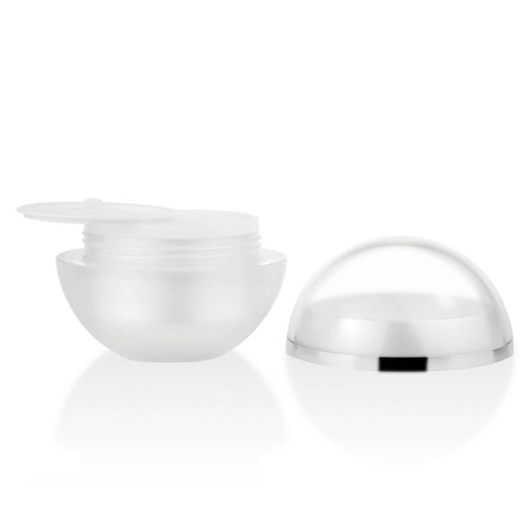 unique cosmetic packaging 50g round ball shape acrylic plastic cream jar with lid