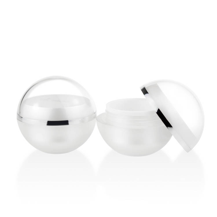 unique cosmetic packaging 50g round ball shape acrylic plastic cream jar with lid