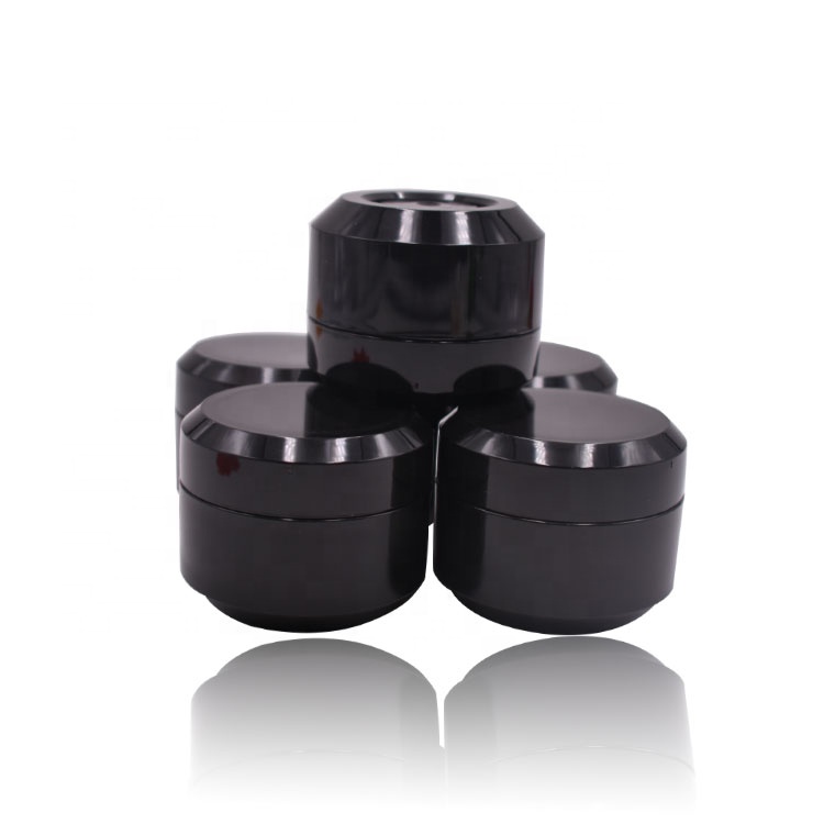 unique facial double wall PP jar black plastic cosmetic empty luxury cream jar 1oz 30g custom cream jar black