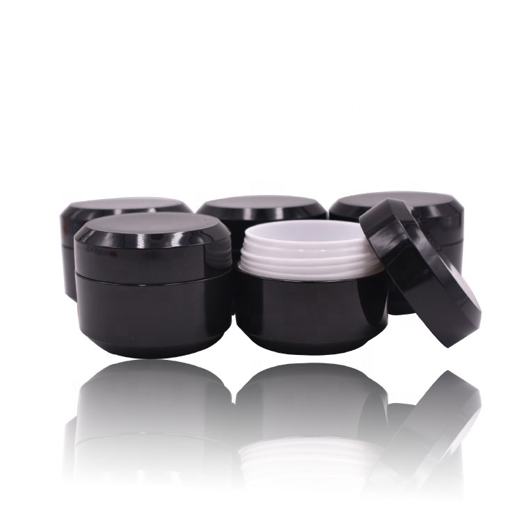 unique facial double wall PP jar black plastic cosmetic empty luxury cream jar 1oz 30g custom cream jar black