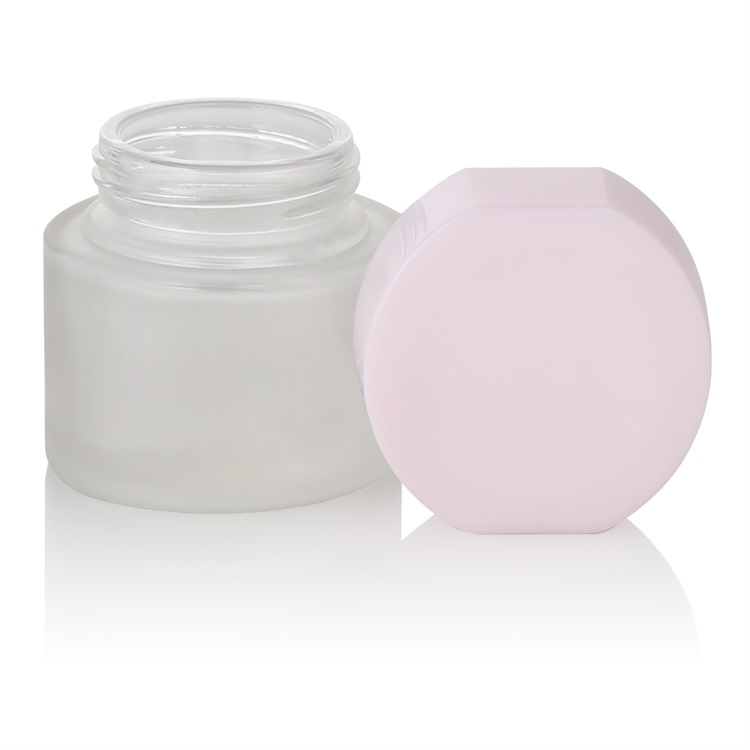 unique glass jars 50ml 100ml frosted glass pink lid cosmetic jars