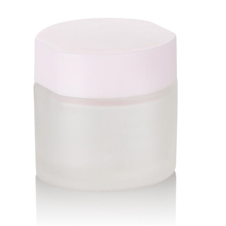 unique glass jars 50ml 100ml frosted glass pink lid cosmetic jars