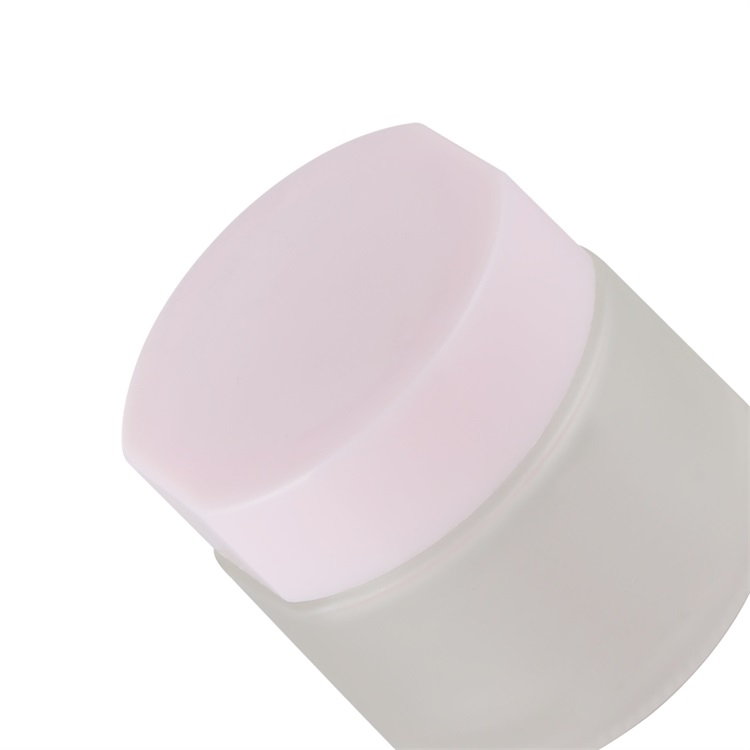 unique glass jars 50ml 100ml frosted glass pink lid cosmetic jars