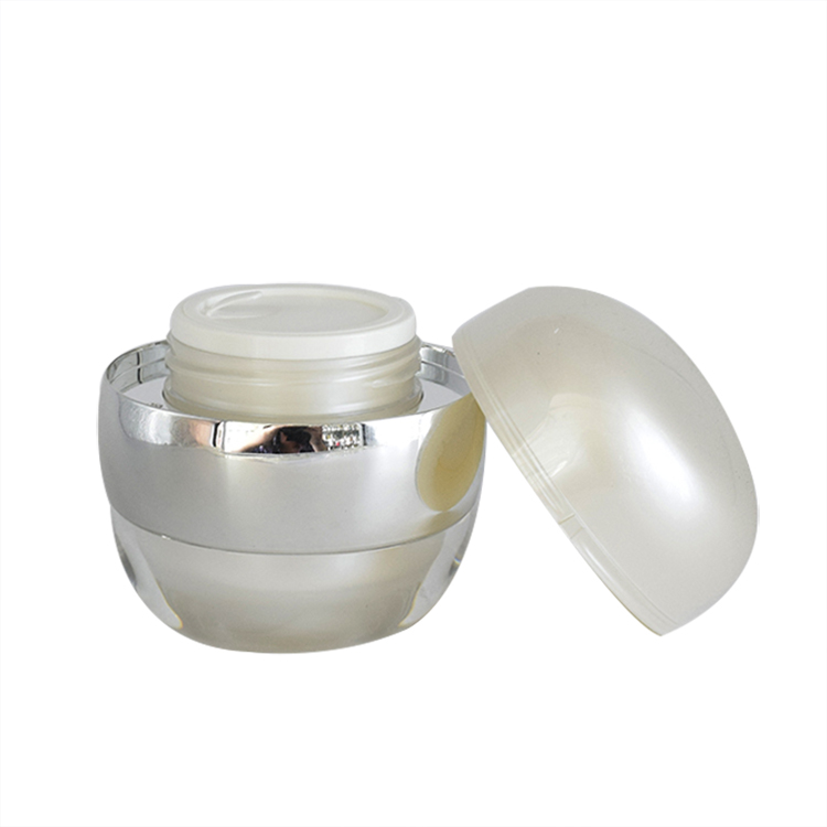 unique shape 15g 30g wholesale cosmetic pearl white acrylic plastic cream jar container