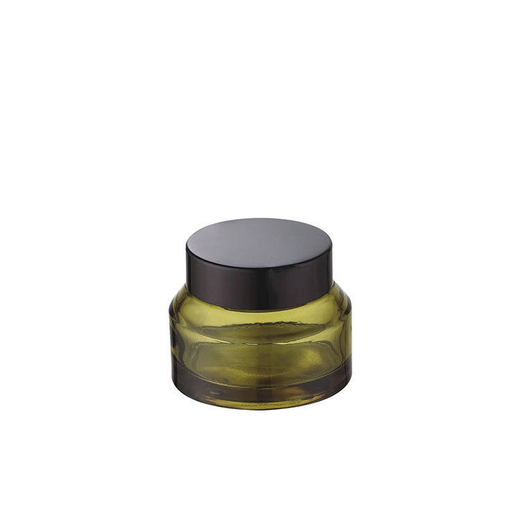 unique shape popular 15g 30g 50g good quality slant shoulder oliver green colorface cream jars with  black lid