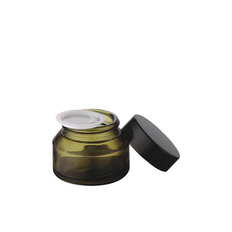 unique shape popular 15g 30g 50g good quality slant shoulder oliver green colorface cream jars with black lid