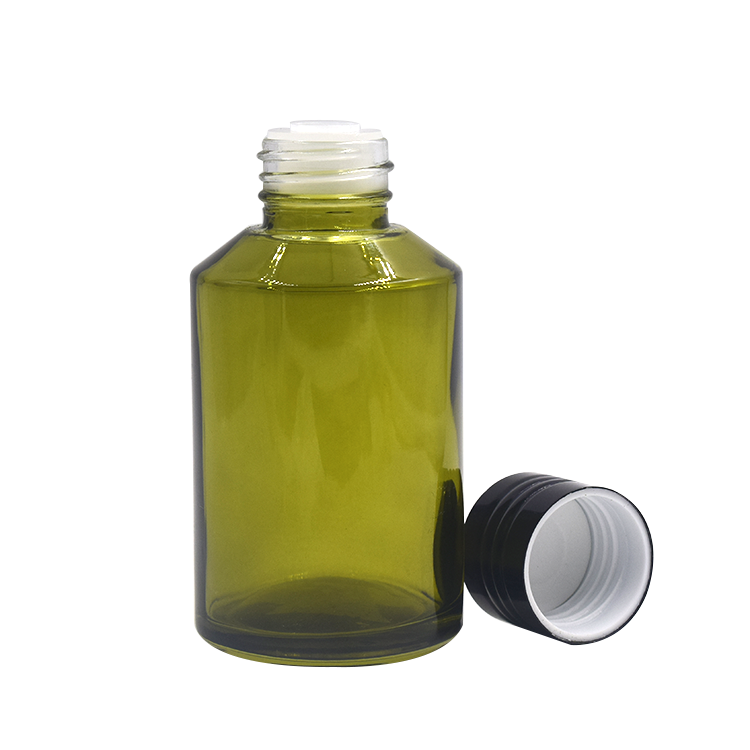 unique shape popular 15g 30g 50g good quality slant shoulder oliver green colorface cream jars with black lid
