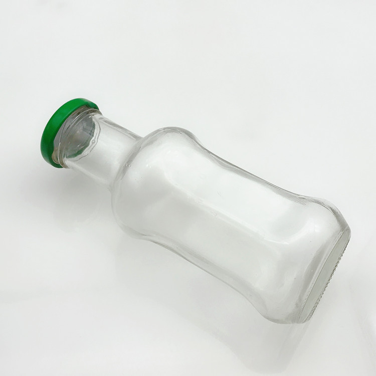 unique shape recyclable 250ml glass drinking bottle for beverage