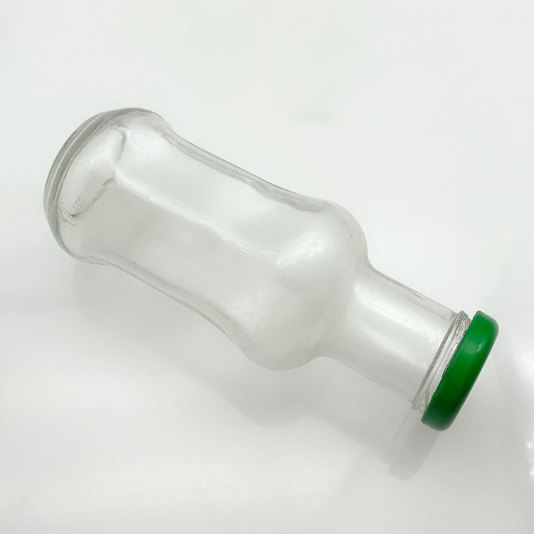 unique shape recyclable 250ml glass drinking bottle for beverage