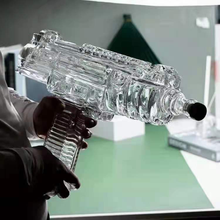 unique transparent wine glass bottle gun style glass bottle for beverage