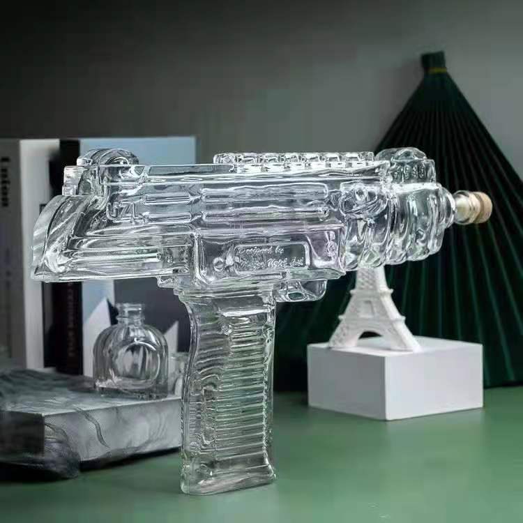 unique transparent wine glass bottle gun style glass bottle for beverage