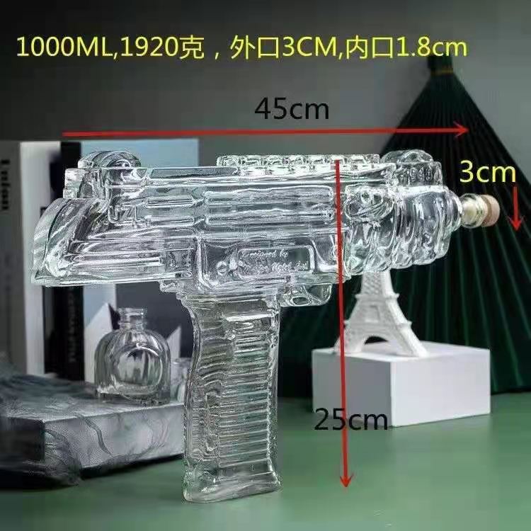unique transparent wine glass bottle gun style glass bottle for beverage