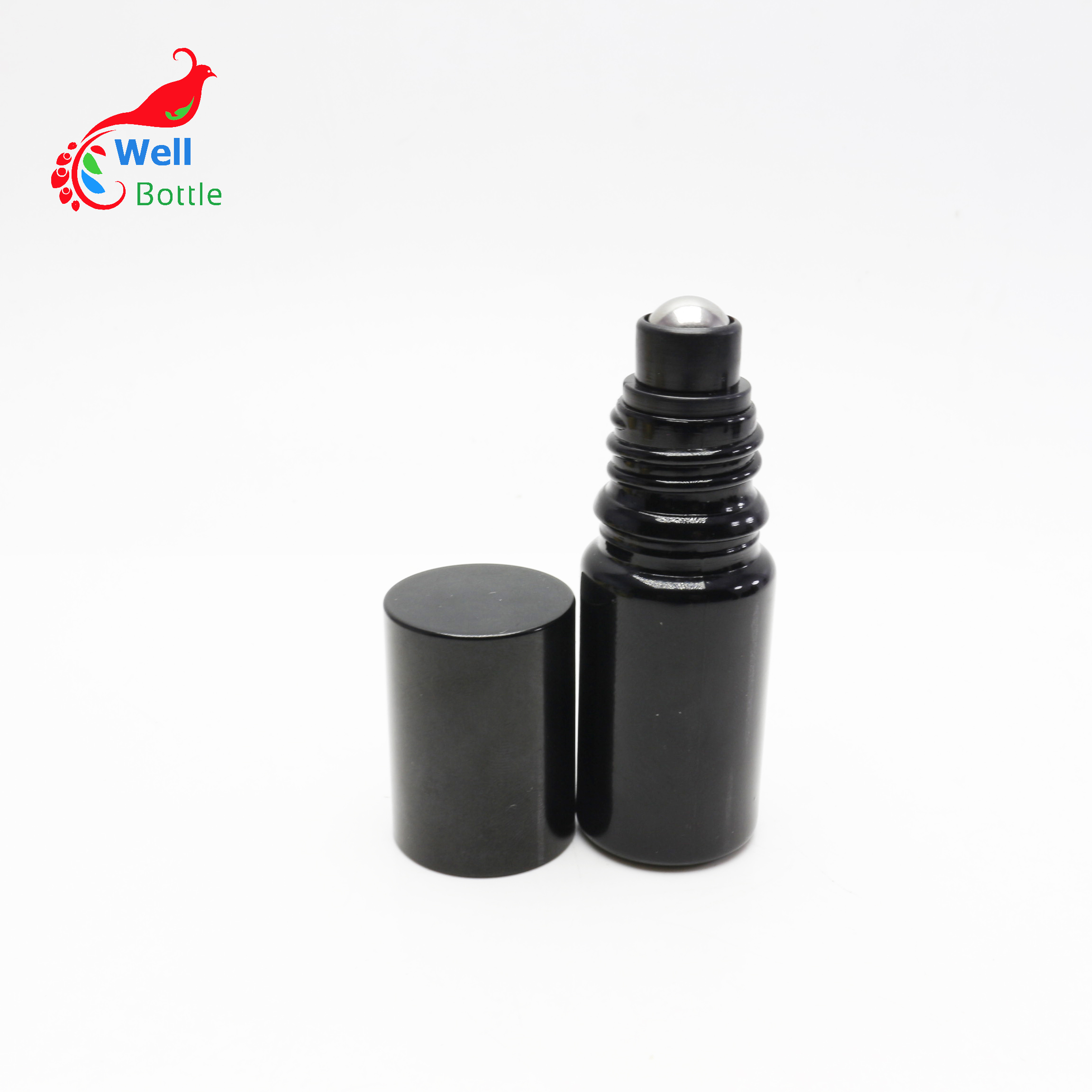 uv proof glass roll on bottle black 5ml roller bottle with stainless steel ball DV312E