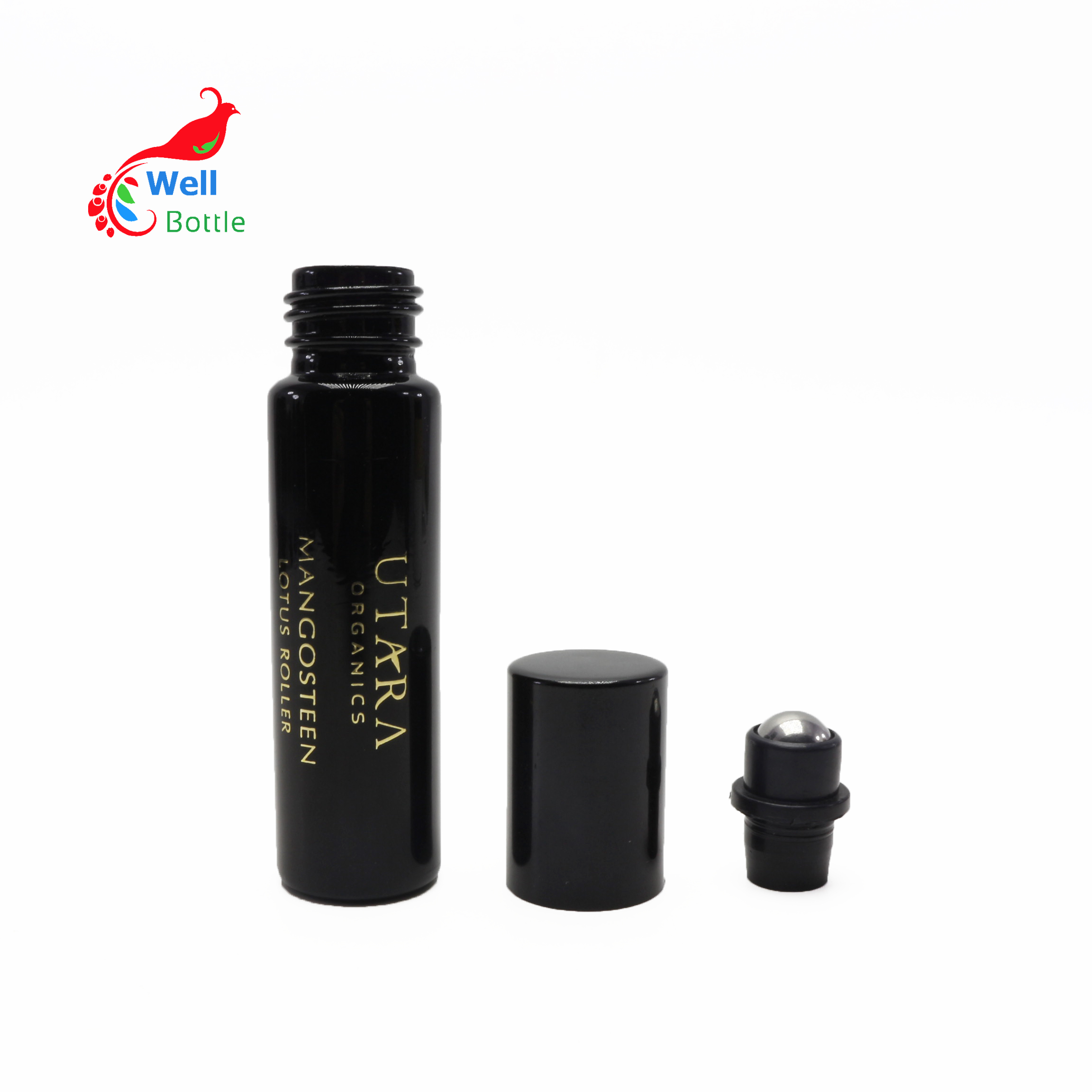 uv proof glass roll on bottle black 5ml roller bottle with stainless steel ball DV312E