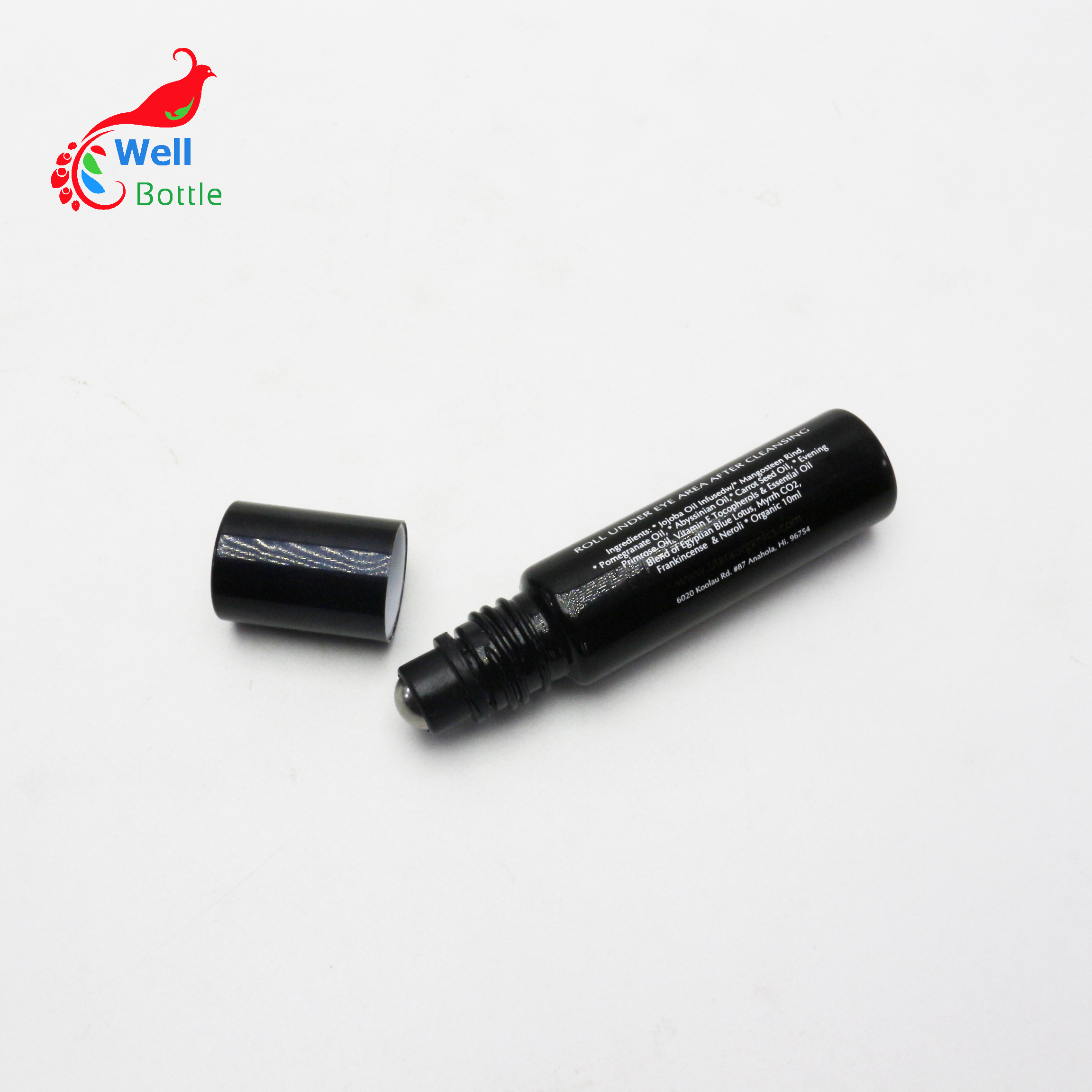uv proof glass roll on bottle black 5ml roller bottle with stainless steel ball DV312E