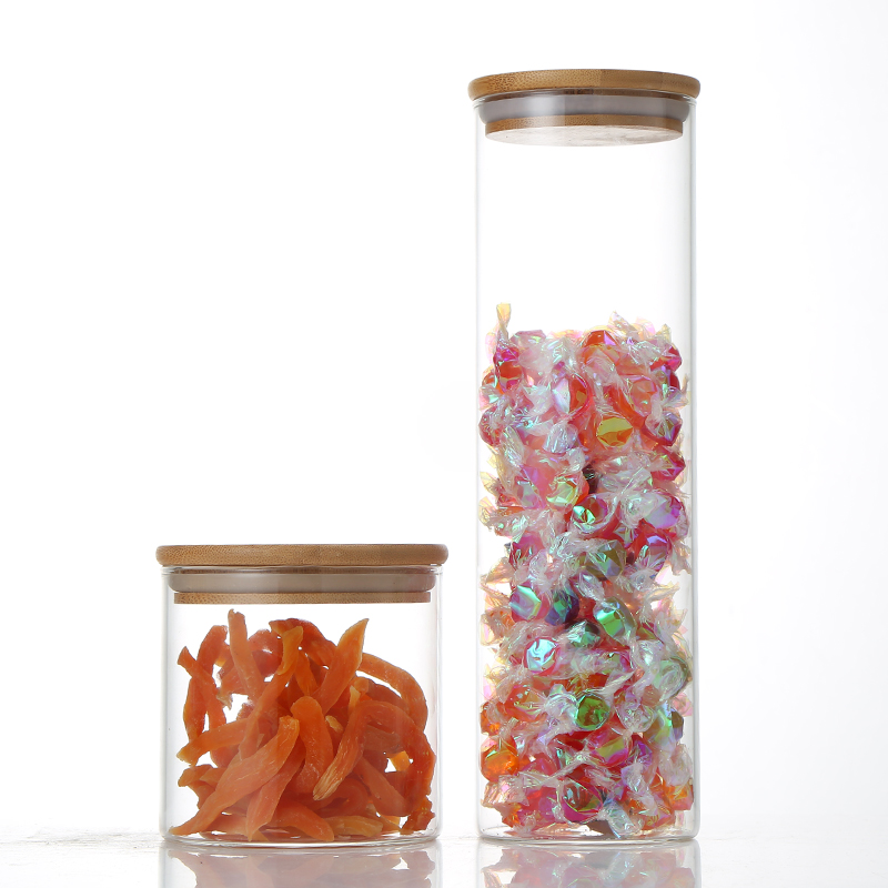 variety size borosilicate glass container on discount bamboo cover 180ml 310ml 450ml 680ml tea bottle drinks container