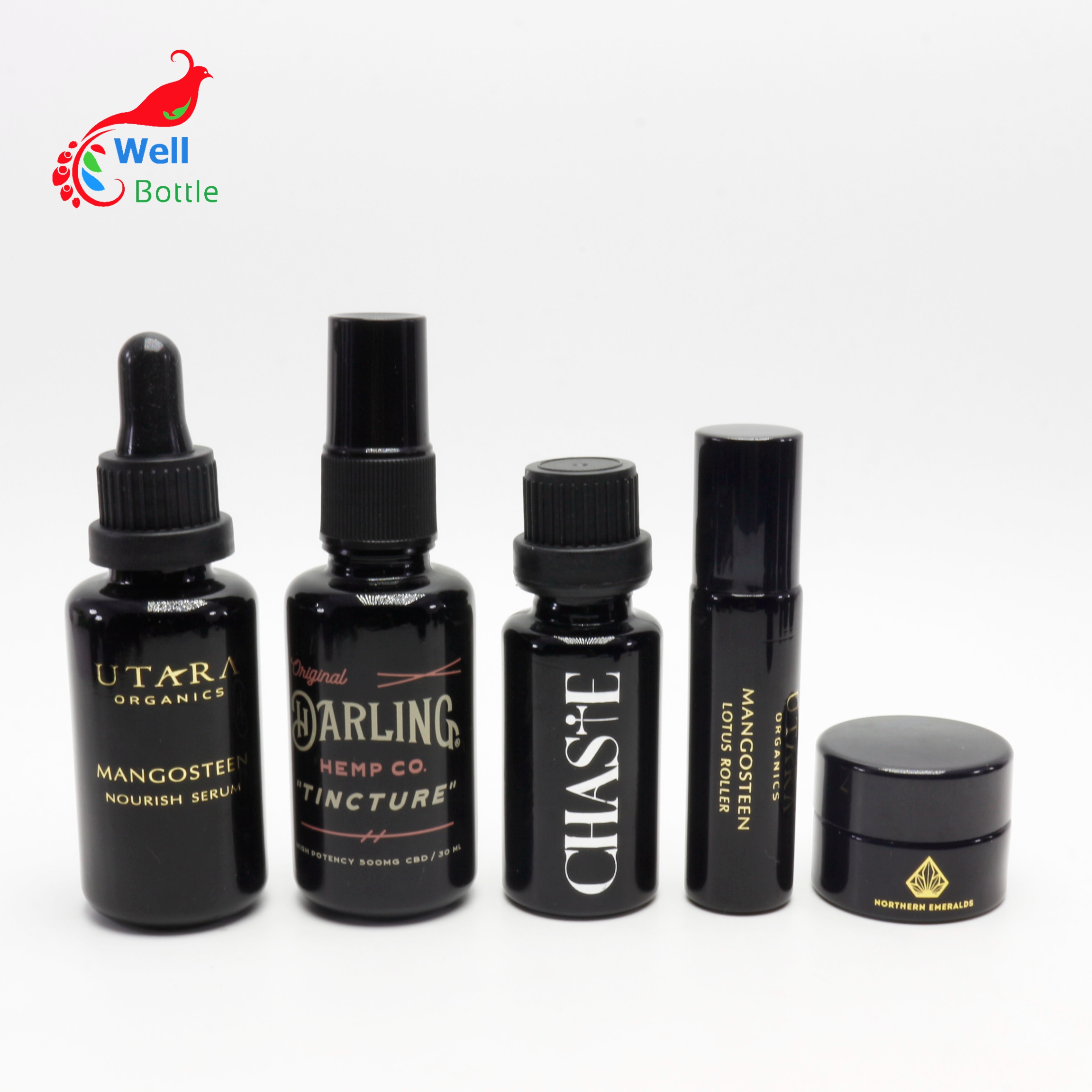 violet 10 15 30 ml 50 60 100 ml empty facial serum CBD oil dark violet glass dropper bottles with black dropper cap VB-134A