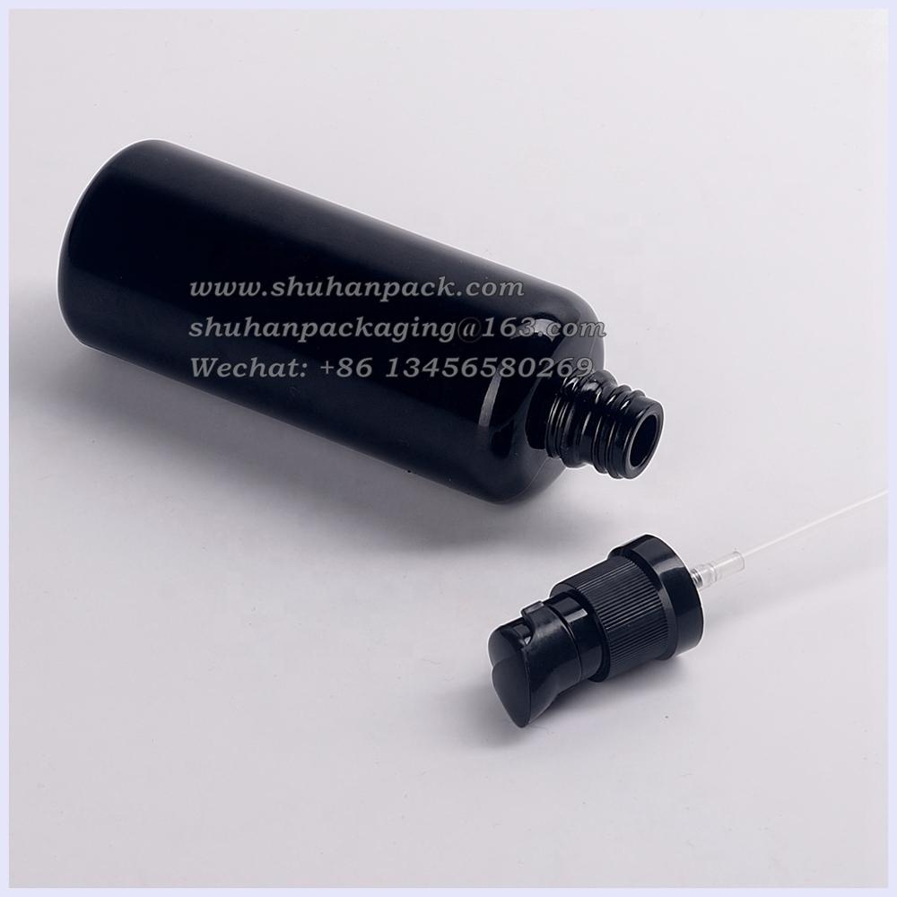 violet glass empty cosmetic black glass bottles 15ml 30ml 50ml 100ml plastic treatment pump beak pump violet glass serum bottles