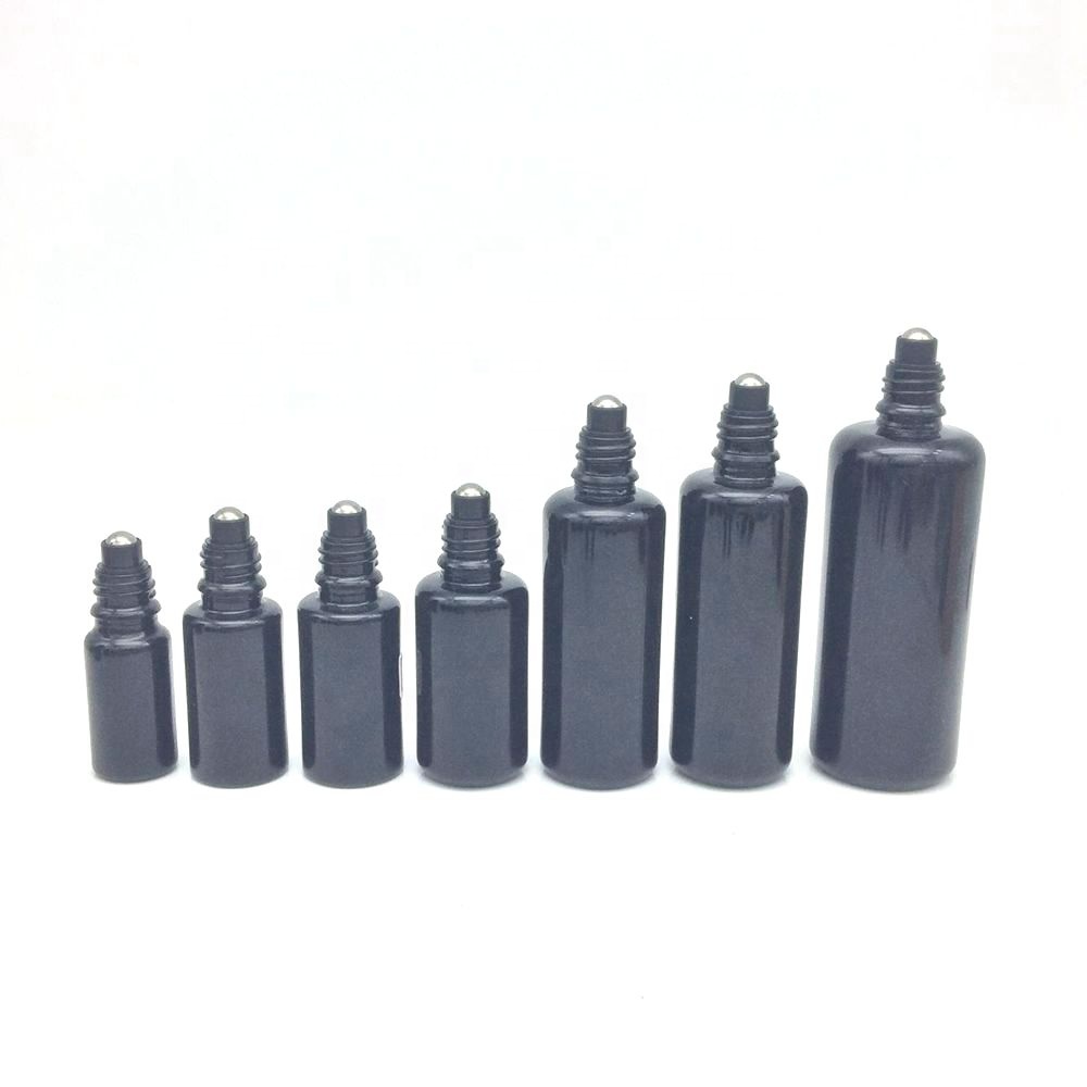 violet glass roller ball bottle black glass essential oil bottle 5ml 10ml 15ml 20ml 30 ml 50ml 100ml roll on glass bottle