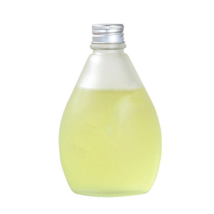 water droplets shape 280ml 350ml 500ml clear or frosted glass beverage bottle with screw cap