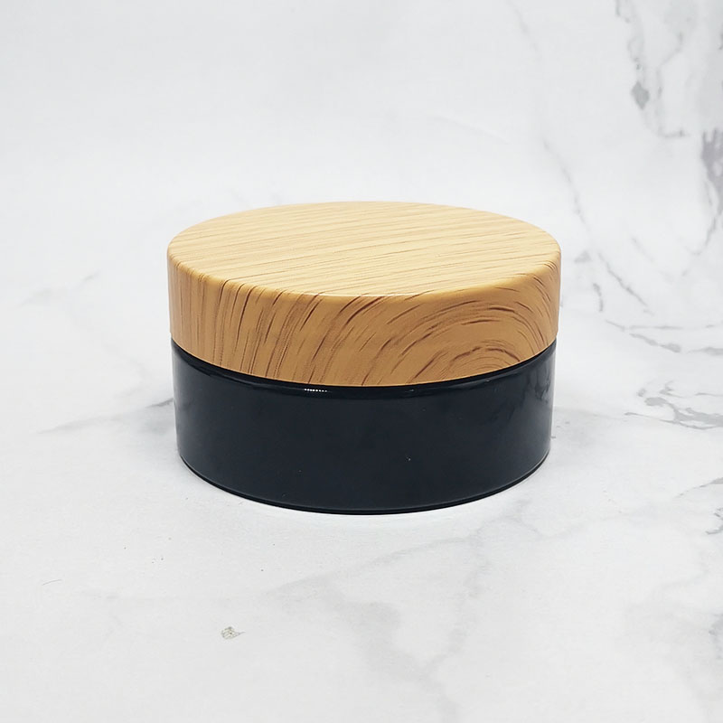 water transfer bamboo grain lid plastic container cosmetic pet jar