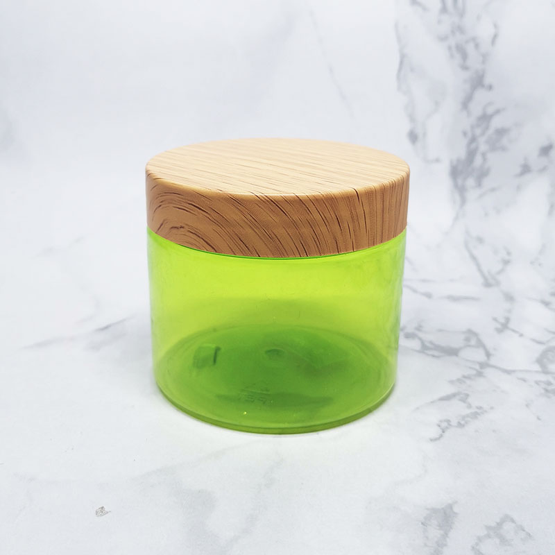 water transfer bamboo grain lid plastic container cosmetic pet jar