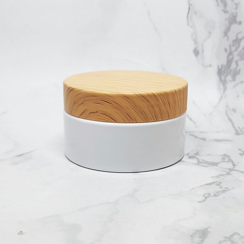 water transfer bamboo grain lid plastic container cosmetic pet jar