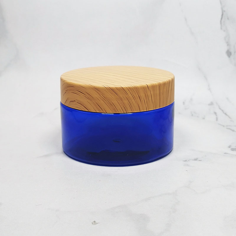 water transfer bamboo grain lid plastic container cosmetic pet jar