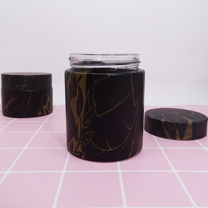 water transfer printing lip balm packaging 5g customized glass cosmetic jar