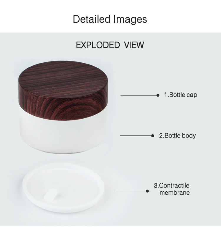 watermark bamboo cover 10/20/30/50/100/150/250g double PP cream bottle
