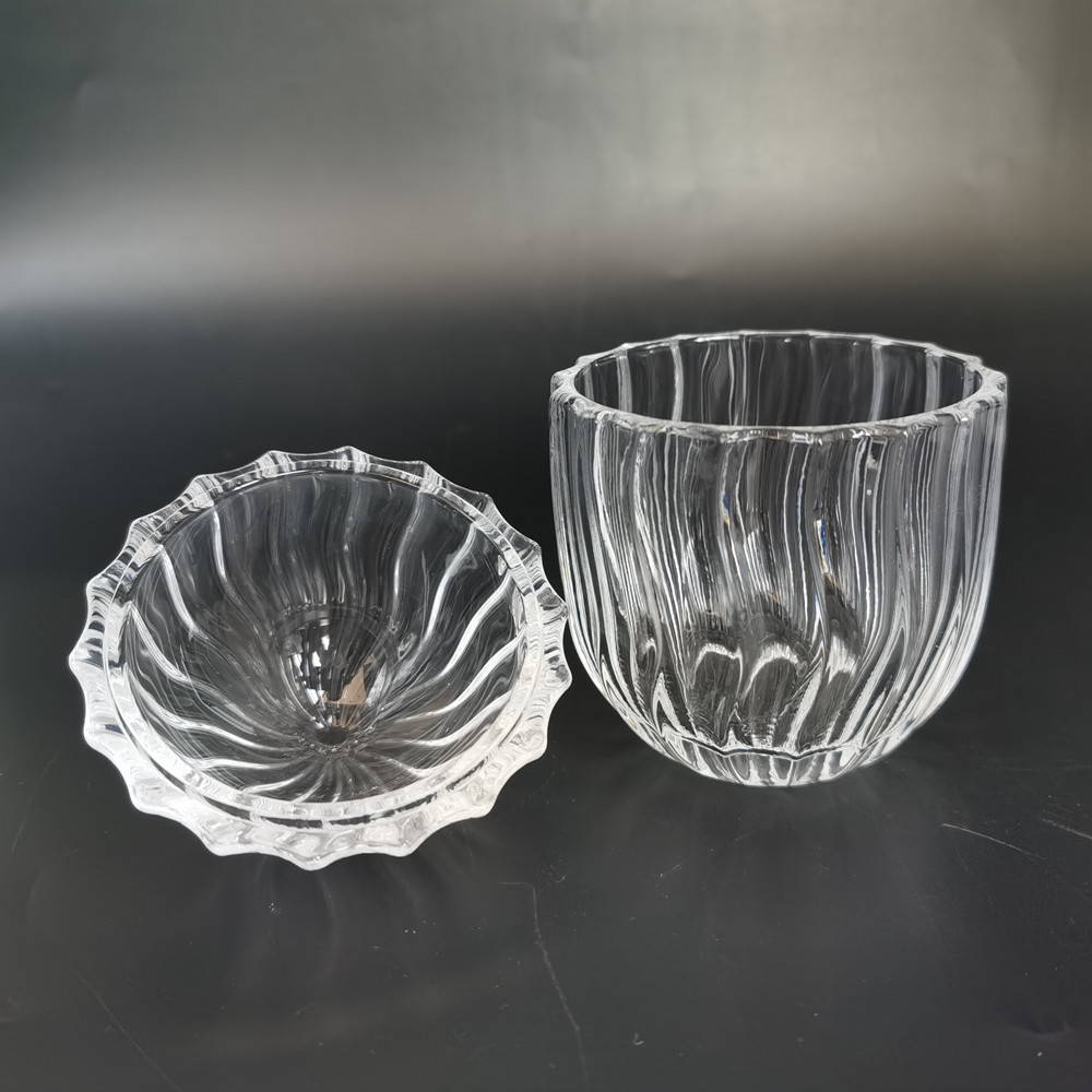 wave clear egg shaped glass jar/storage jars wholesale