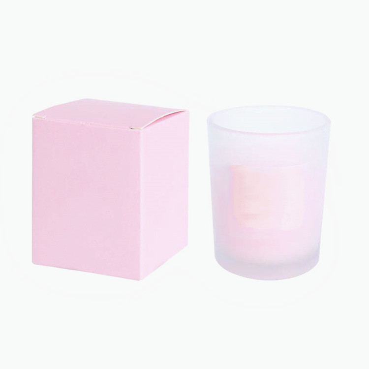 wedding use logo print pink empty glass candle jars with sealed lid